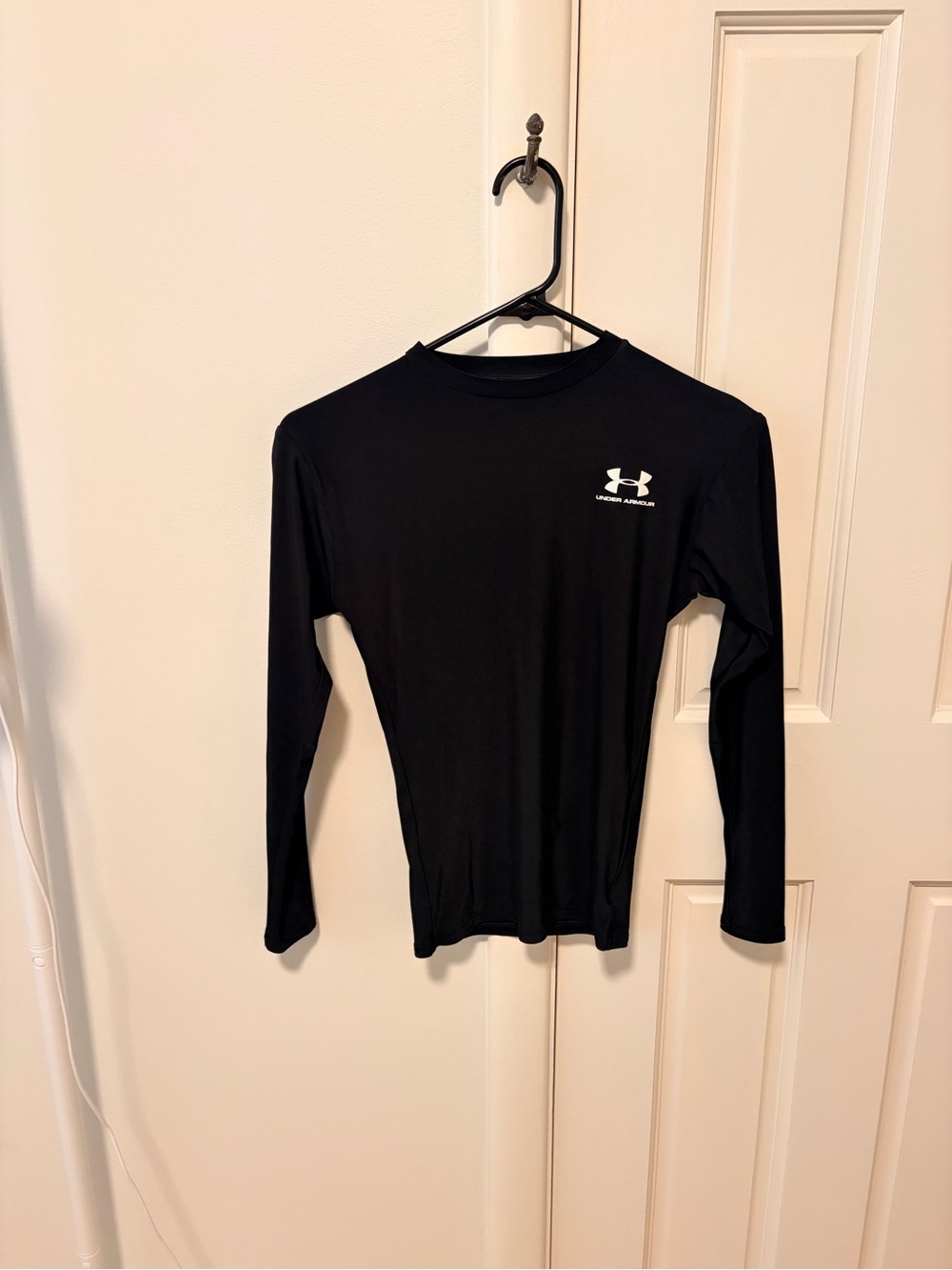 Under Armour Black Long Sleeve Compression Shirt with White Logo
